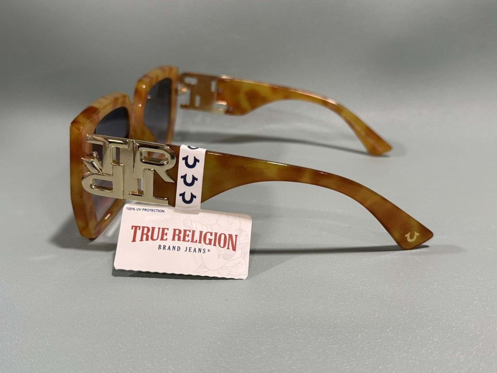 New Original TRUE RELIGION Square Sunglasses Tinted / Gold Accent TR56439XK1