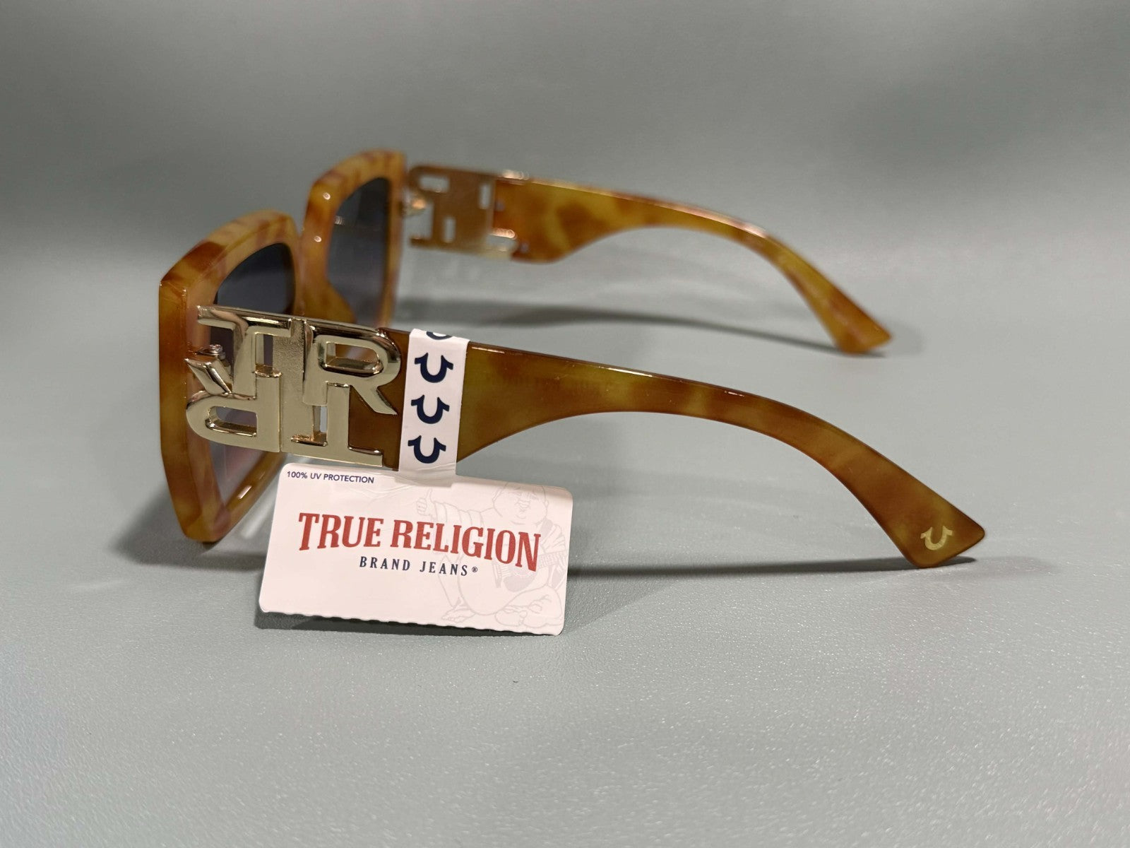 New Original TRUE RELIGION Square Sunglasses Tinted / Gold Accent TR56439XK1