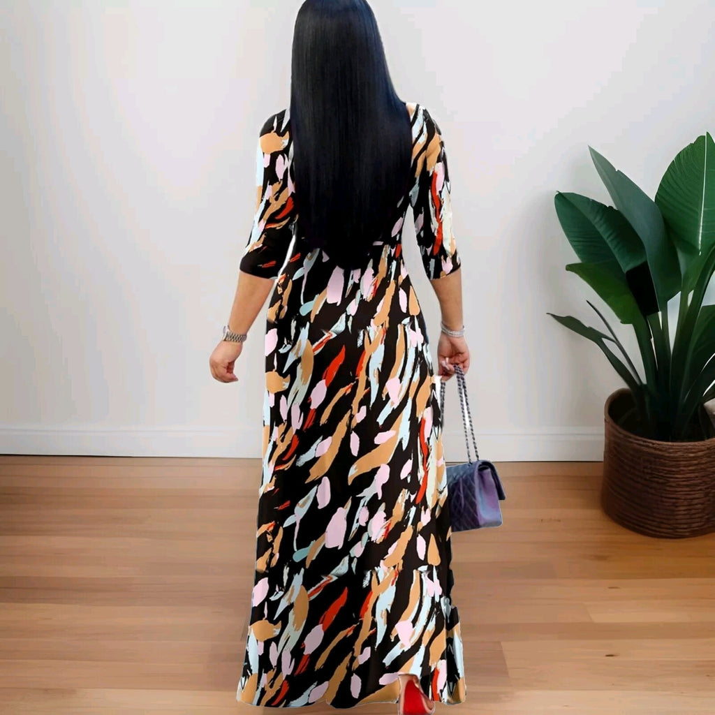 Fall Maxi Dress Womens Casual Dress Swing  Chic Versatile Flowy Casual Sz M1