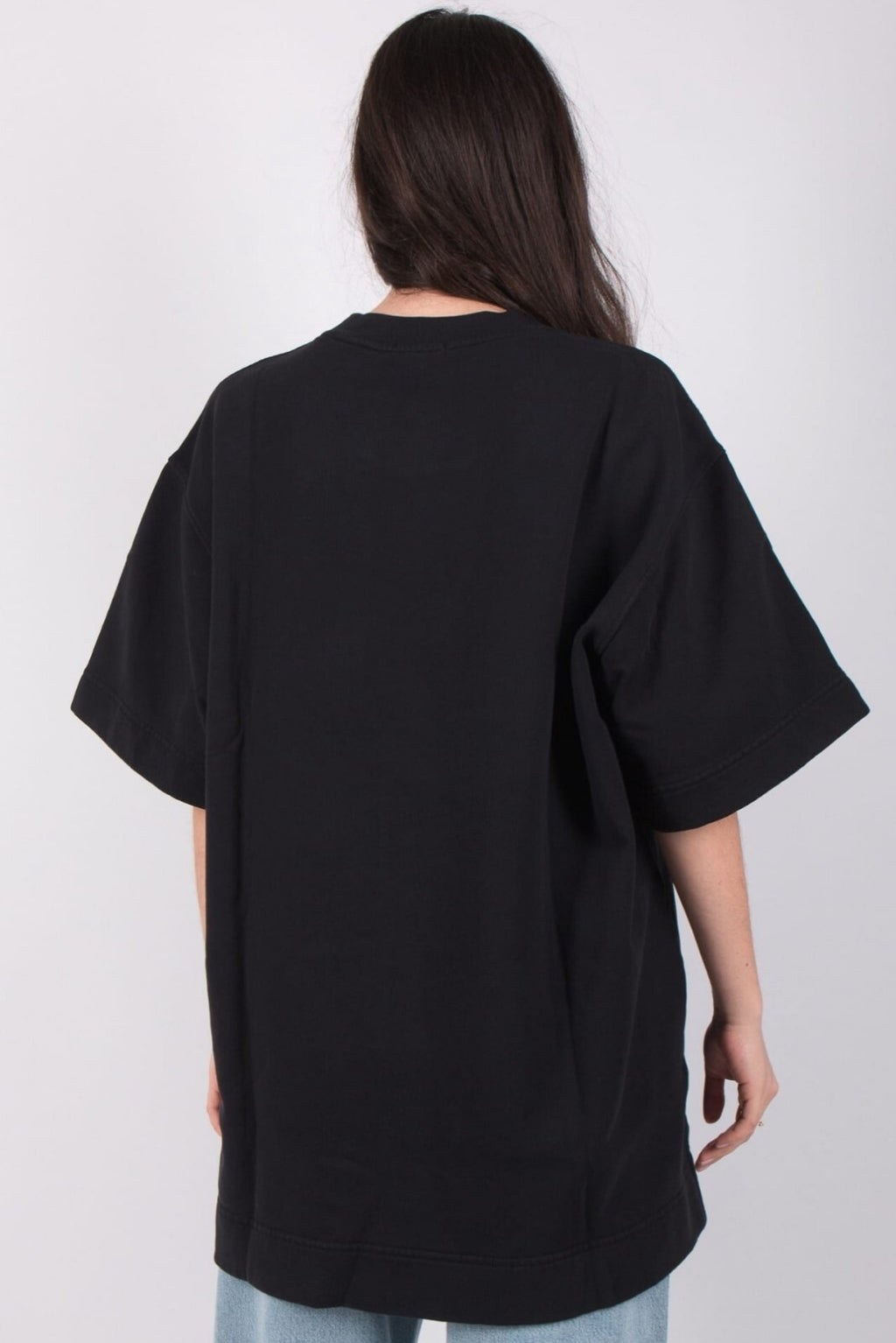 NWOT Agolde Hunter Oversized Sweatshirt In Black Size Large Short Sleeve 1