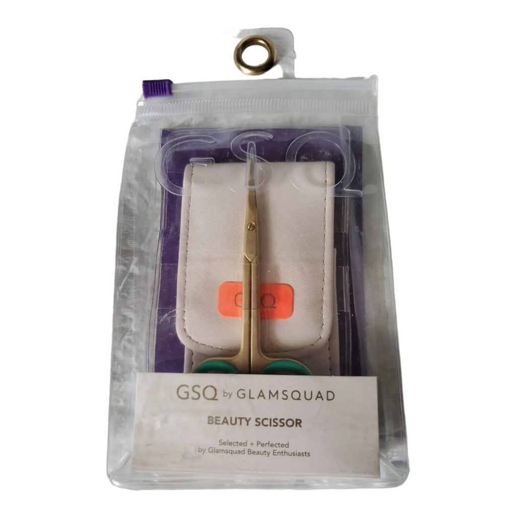 NEW GSQ by Glamsquad, Beauty Manicure Scissors  Gold W/Green Handles W/Case1