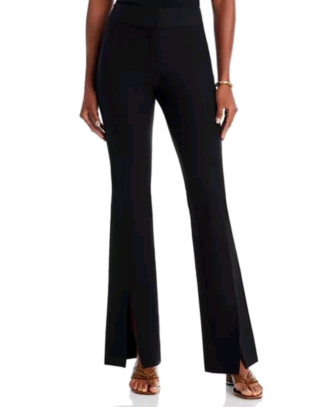 NWT DEREK LAM 10 CROSBY BLACK FLARE SLIT FRONT PANTS SIZE 20 $3750