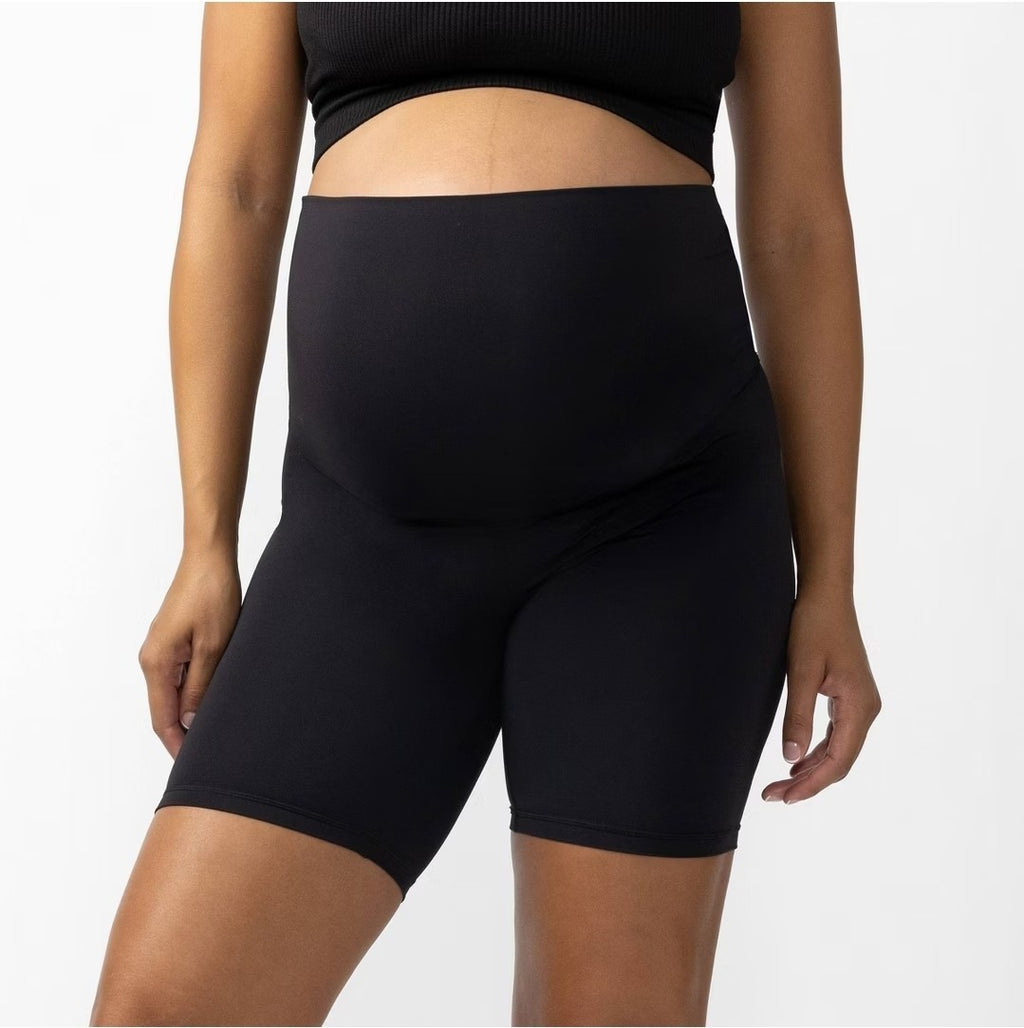 Isabel by Ingrid & Isabel Maternity Black Ribbed Biker Shorts Pull-On Stretch XL0