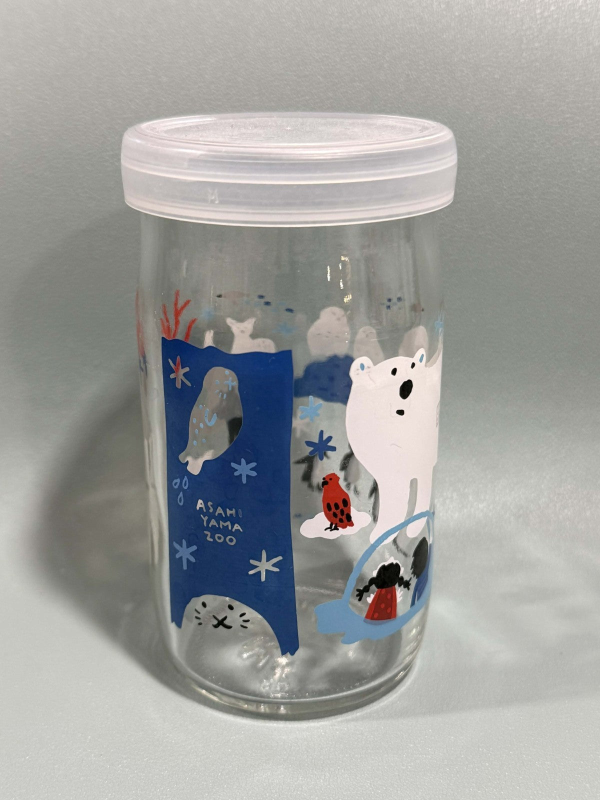 Asahiyama Zoo Collectible Glasses Set of 3 w Lids Japan Animal Tumblers Polar 3