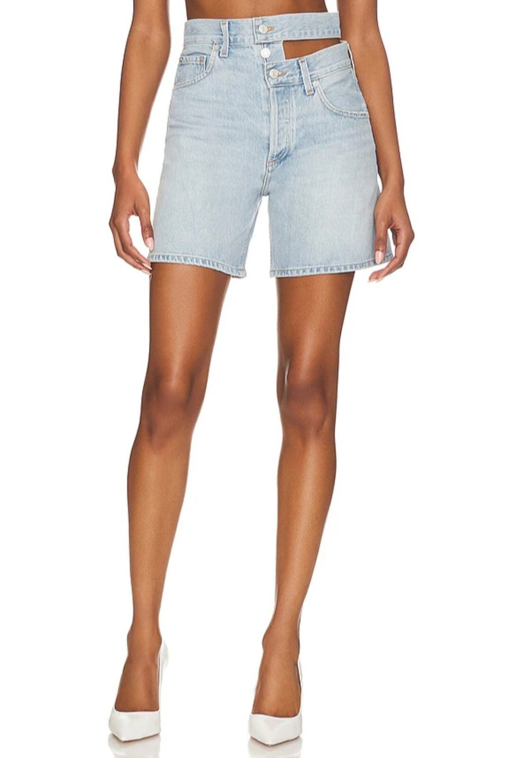 AGOLDE BROKEN WAISTBAND HIGH RISE JEAN Shorts In Attempt Sz 27 $208 NWOT0