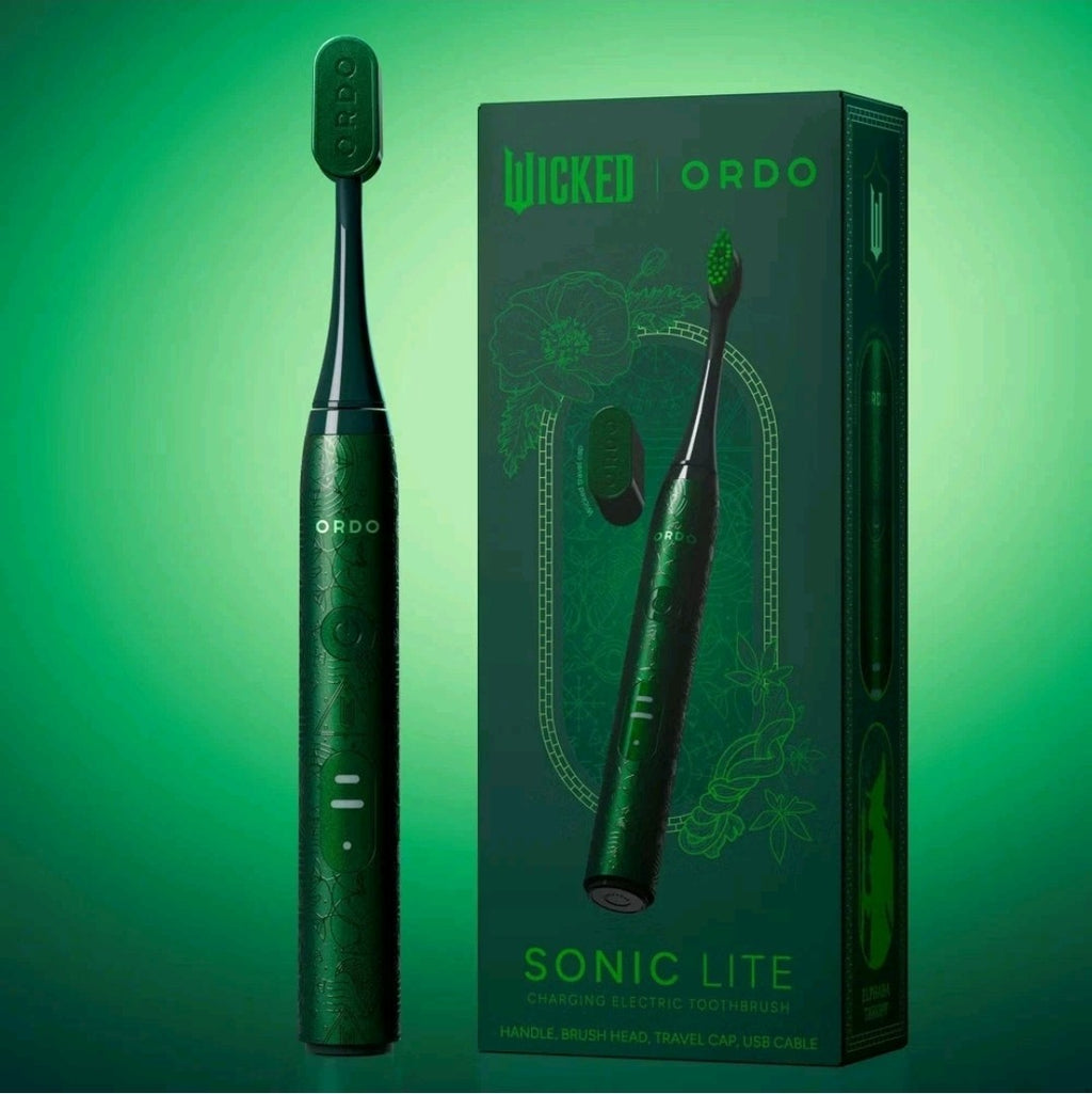 Wicked ORDO Electric Toothbrush Bundle Glinda Elphaba + Travel Toppers 4pc Lot1