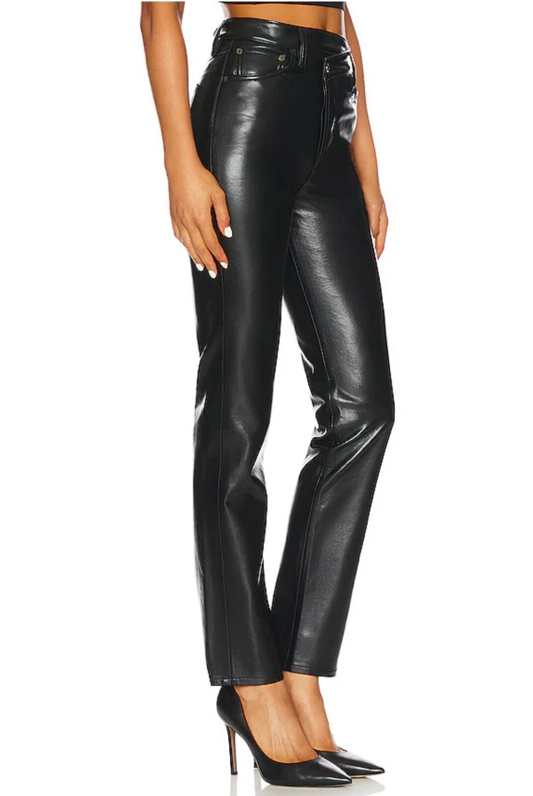 NWT AGOLDE Criss Cross Straight Recycled DETOX Leather Pants MRSP $420 Size 271