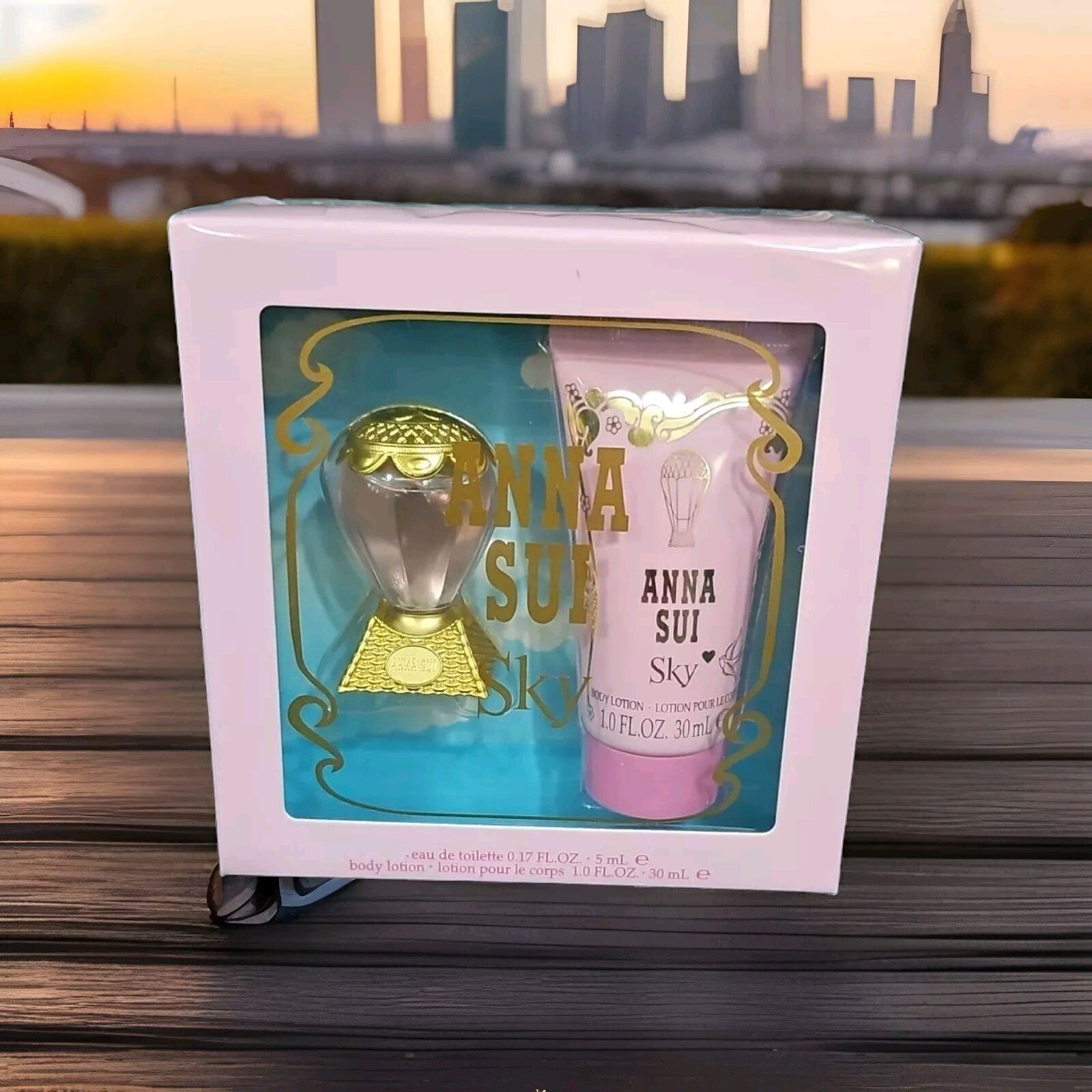 New Anna Sui Ladies Sky Gift Set Mini Fragrance 5ml Edt & 30ml Lotion Sealed 0