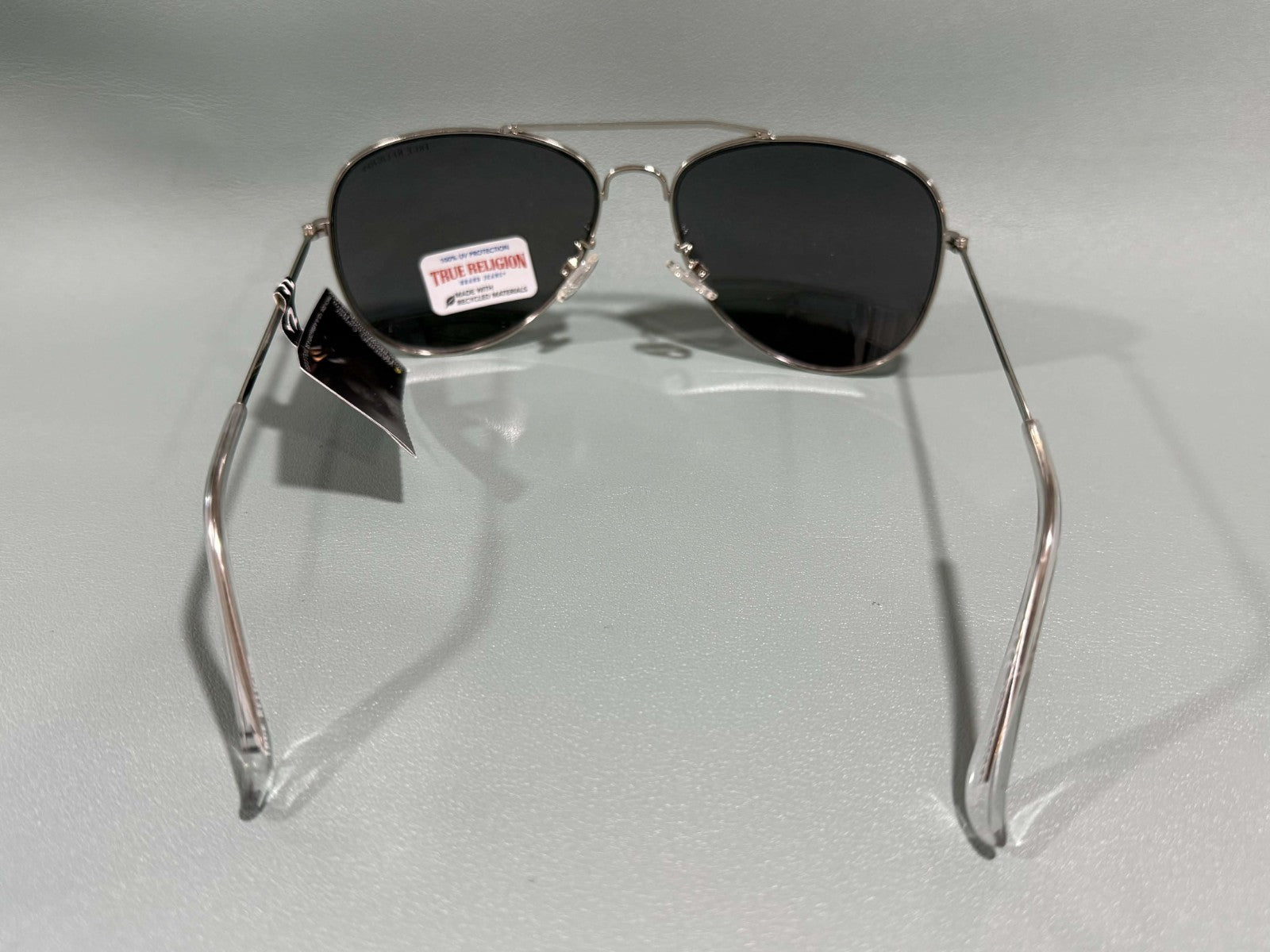 New Original TRUE RELIGION Sunglasses Tinted / Silver Aviator Horseshoe TR10570C1