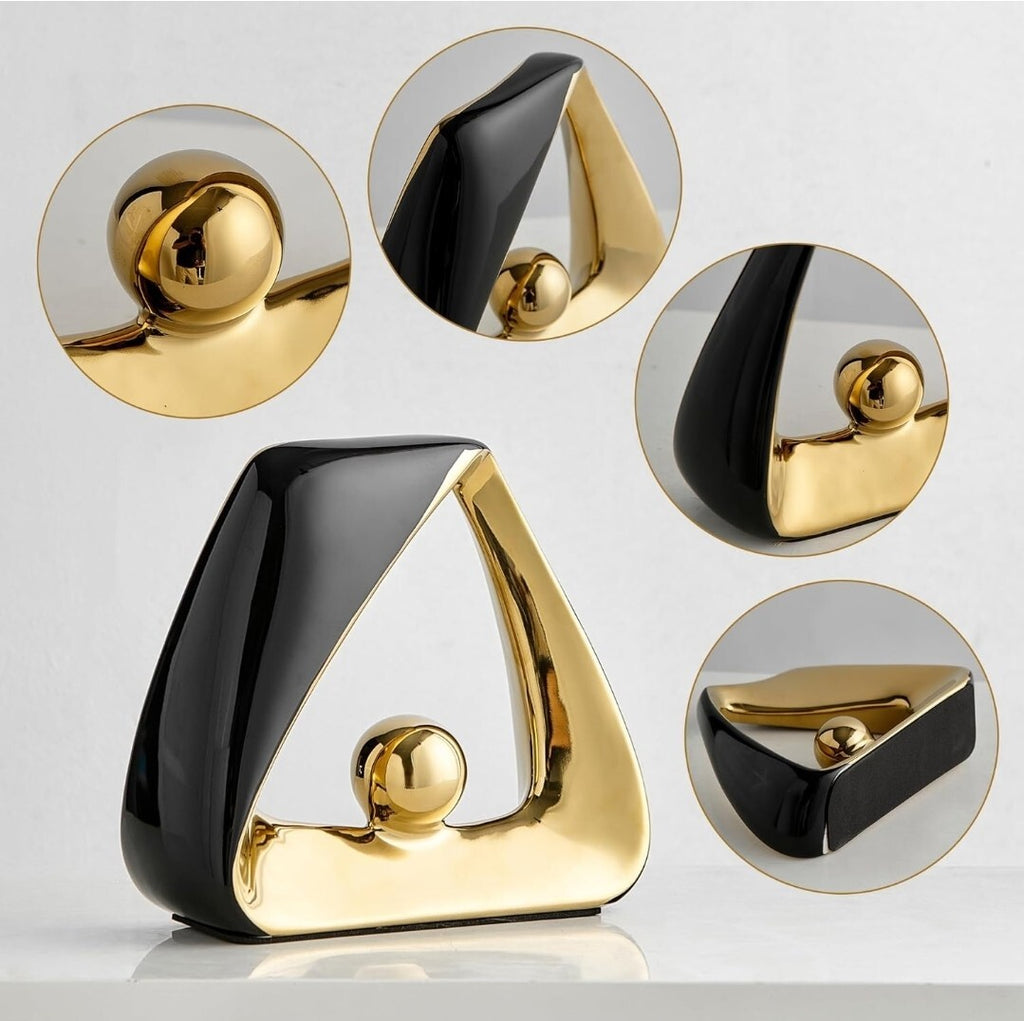 Abstract Gold & Black Decorative Sculpture Art Deco 80's Vibe Modern Piece 6