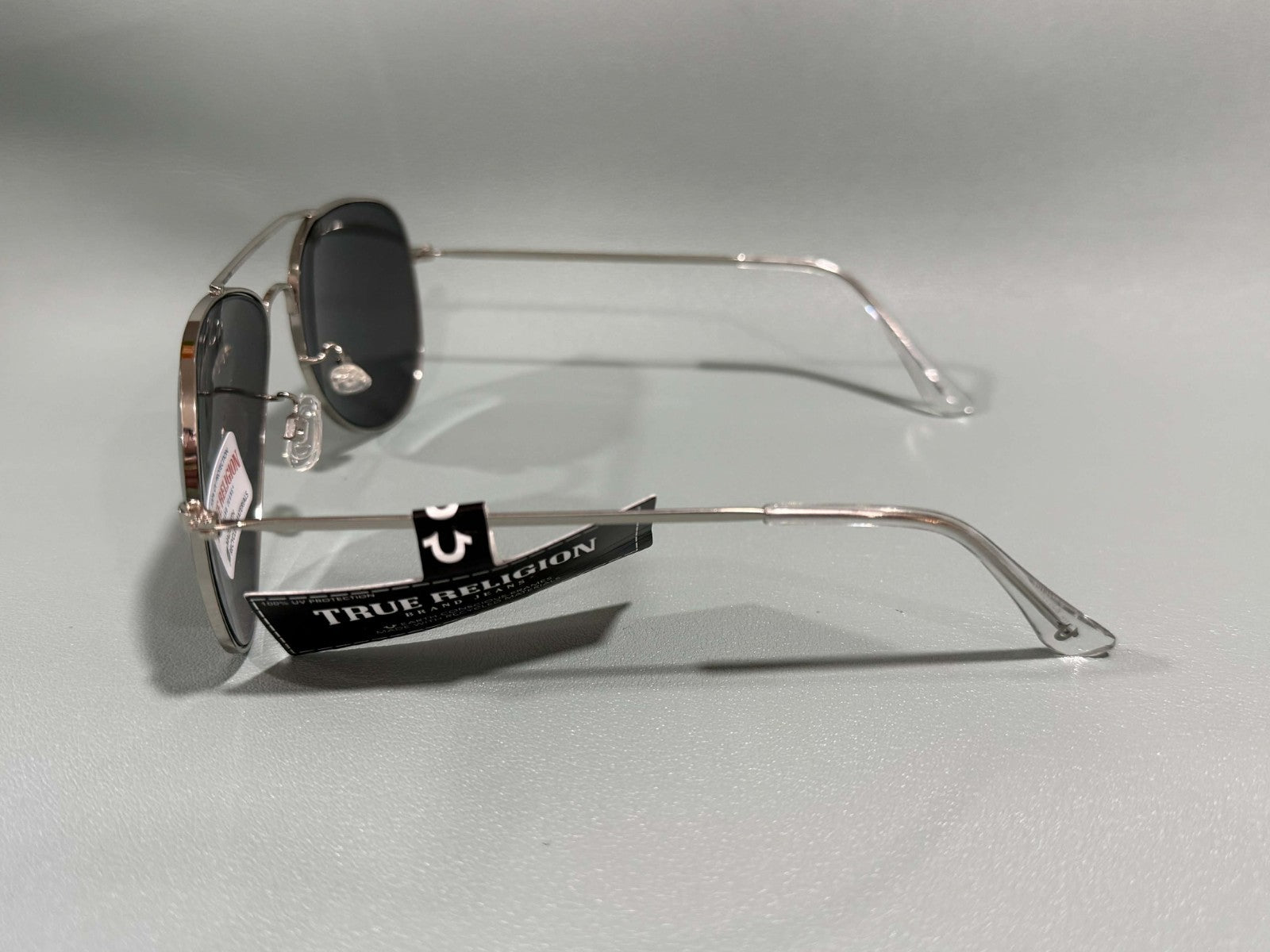 New Original TRUE RELIGION Sunglasses Tinted / Silver Aviator Horseshoe TR10570C2