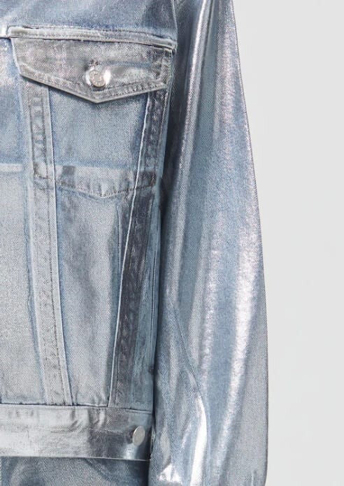 NEW AGOLDE CHARLI Oversized Denim Jacket JEAN Tinfoil Siver SIZE Sm Small4