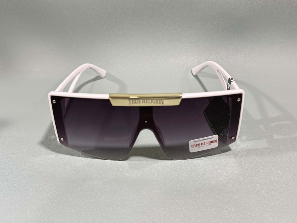 New Original TRUE RELIGION Square Sunglasses Mirrored Gold White TR56852XK1