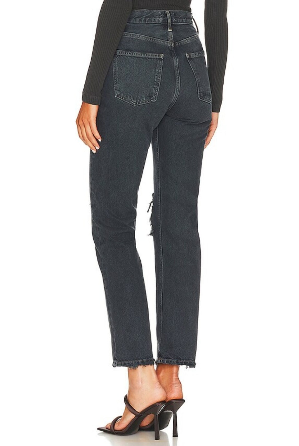 AGOLDE 90's Pinch Waist High Rise Straight Leg Jeans Black Women's Size 27  Sz42