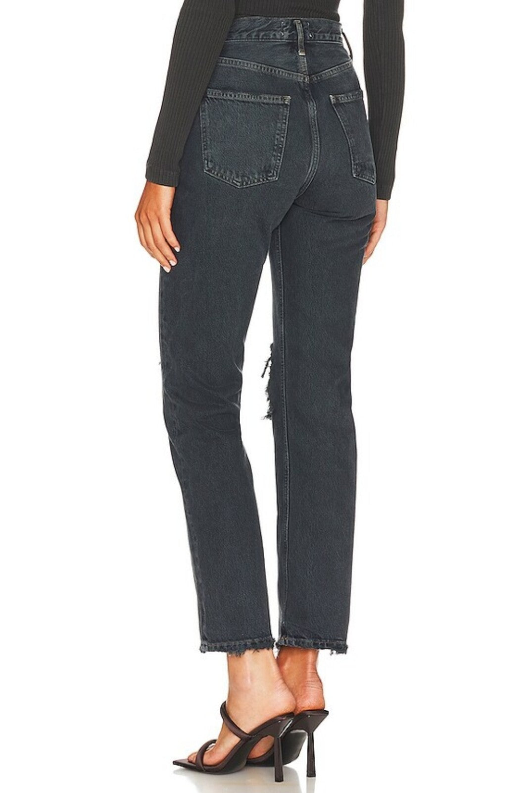 AGOLDE 90's Pinch Waist High Rise Straight Leg Jeans Black Women's Size 27  Sz42