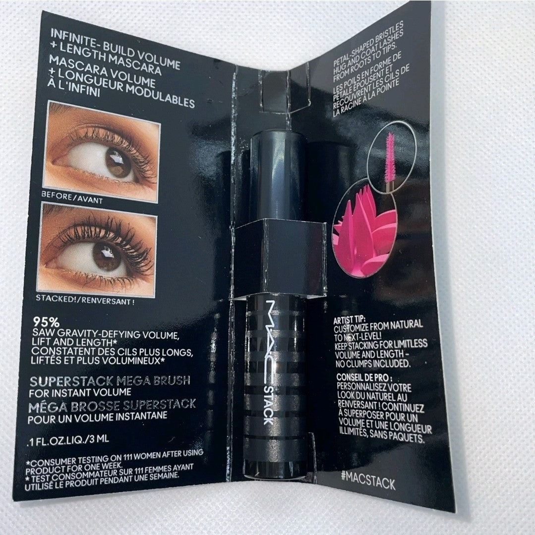 MAC Stack Mascara Superstack Mega Brush Black Mascara .1 oz./ 3 ml NEW Mini Size1
