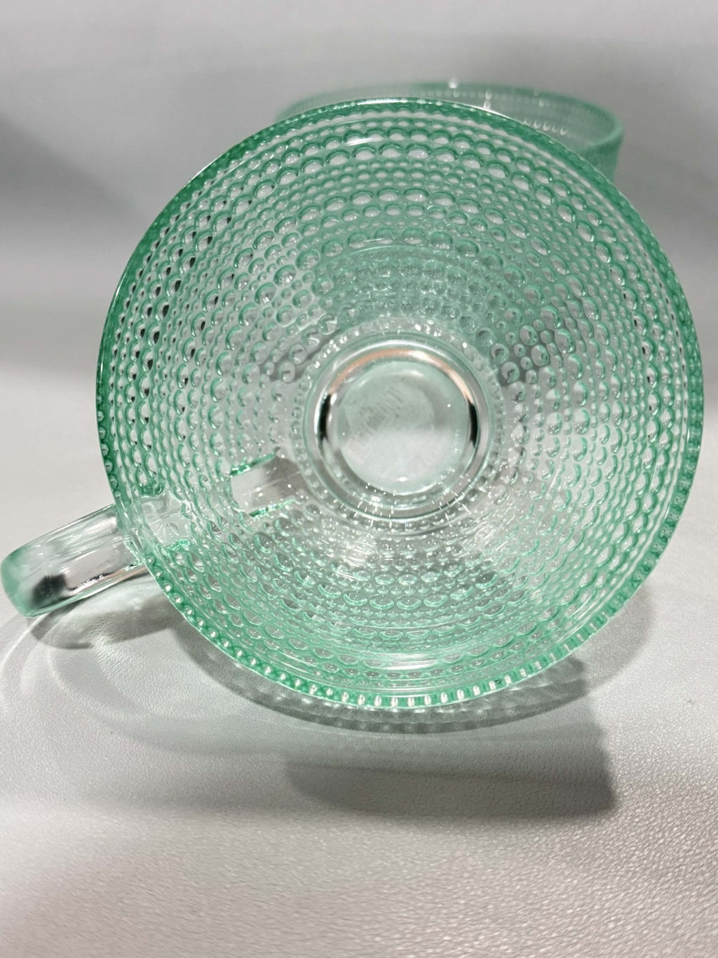 Seafoam Green, Bubble Bead Raised Texture 13.5 Oz Durable Glass Tea Cup Mug Set6