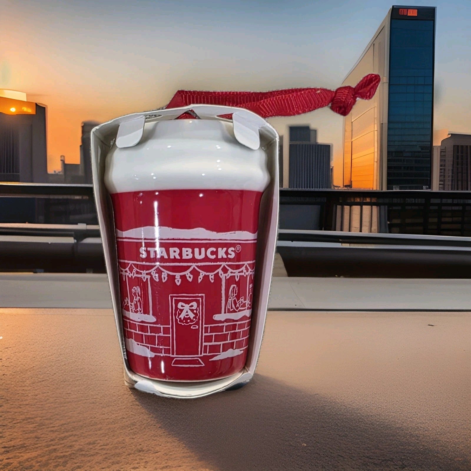 NEW Starbucks 2025 Christmas Holiday Cheers Store Front Red Cup Ornament0