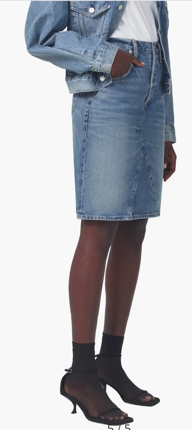 COH Citizens Of Humanity Lacy Skirt in Currant 100% Cotton Denim Sz 27 NWT $1794