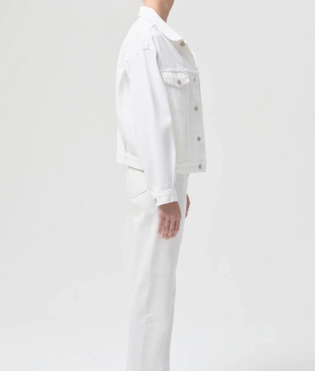 NEW AGOLDE CHARLI Oversized Denim Jacket JEAN WHITE IVORY BUTTON SIZE Sm Small2