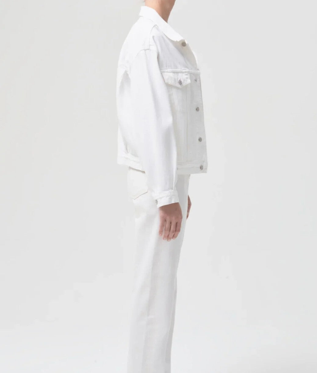 NEW AGOLDE CHARLI Oversized Denim Jacket JEAN WHITE IVORY BUTTON SIZE Sm Small2