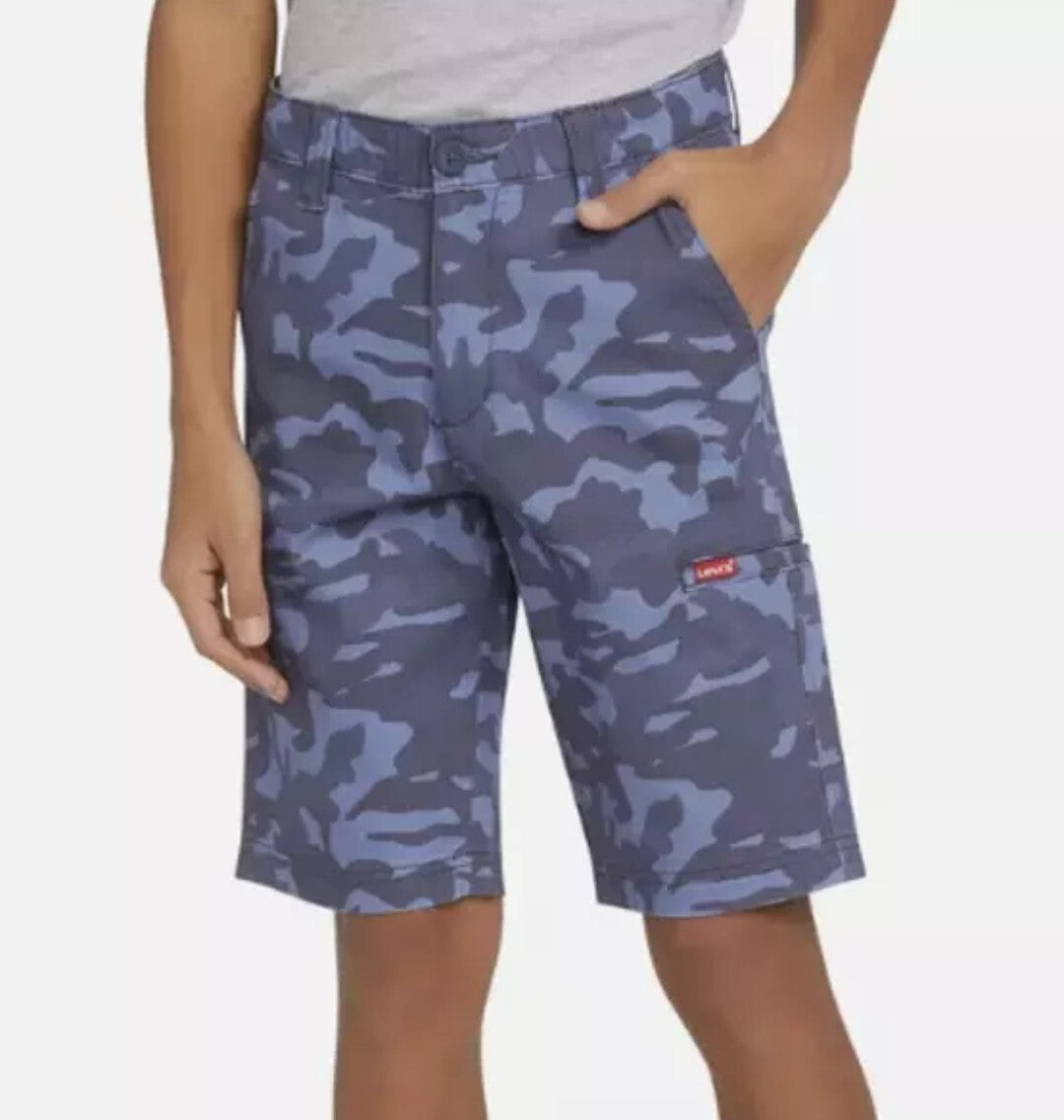 NEW Levi's Youth Boys' Cargo Shorts Blue Camo Size 70