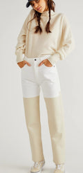 Agolde Leather Jeans Womens 26  Denim White Pieced 90s Pinch Waist Biker USA0