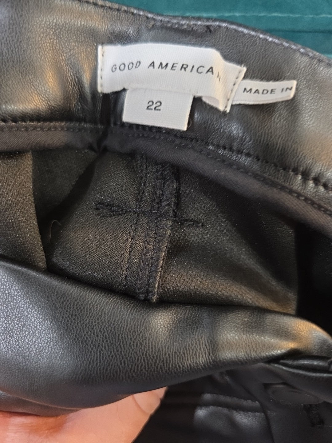 Good American Black Good Icon Faux Leather Cut Out Pants 22 NWT 3