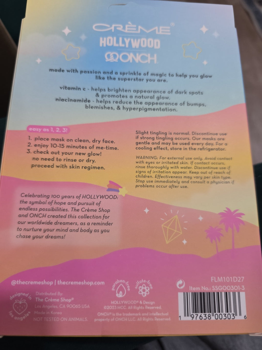 6-Packs The Creme Shop x ONCH Hollywood Superstar Glow 18 Sheet Masks Lot 1