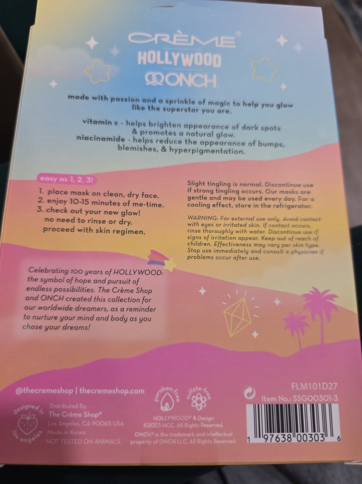 6-Packs The Creme Shop x ONCH Hollywood Superstar Glow 18 Sheet Masks Lot 1