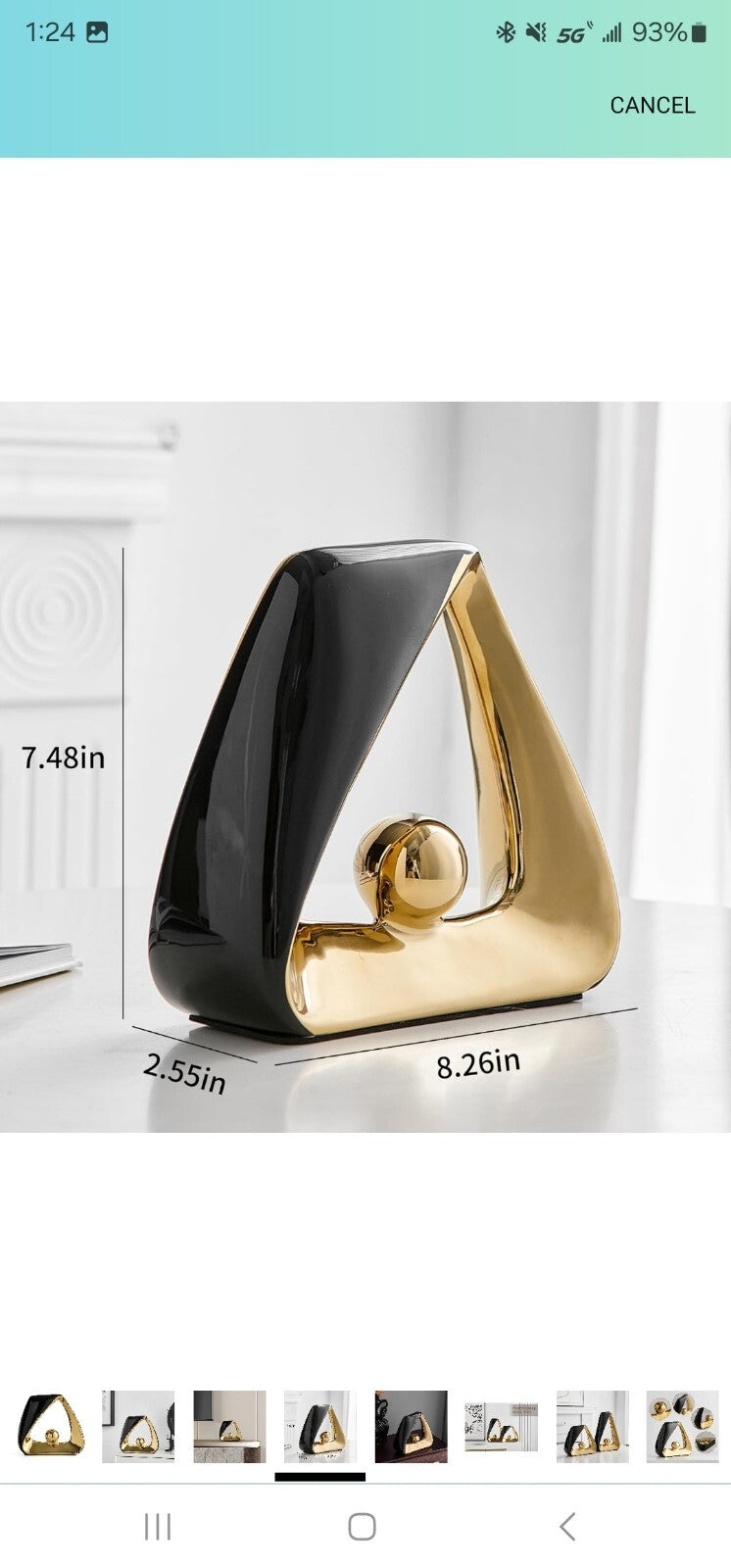 Abstract Gold & Black Decorative Sculpture Art Deco 80's Vibe Modern Piece 3