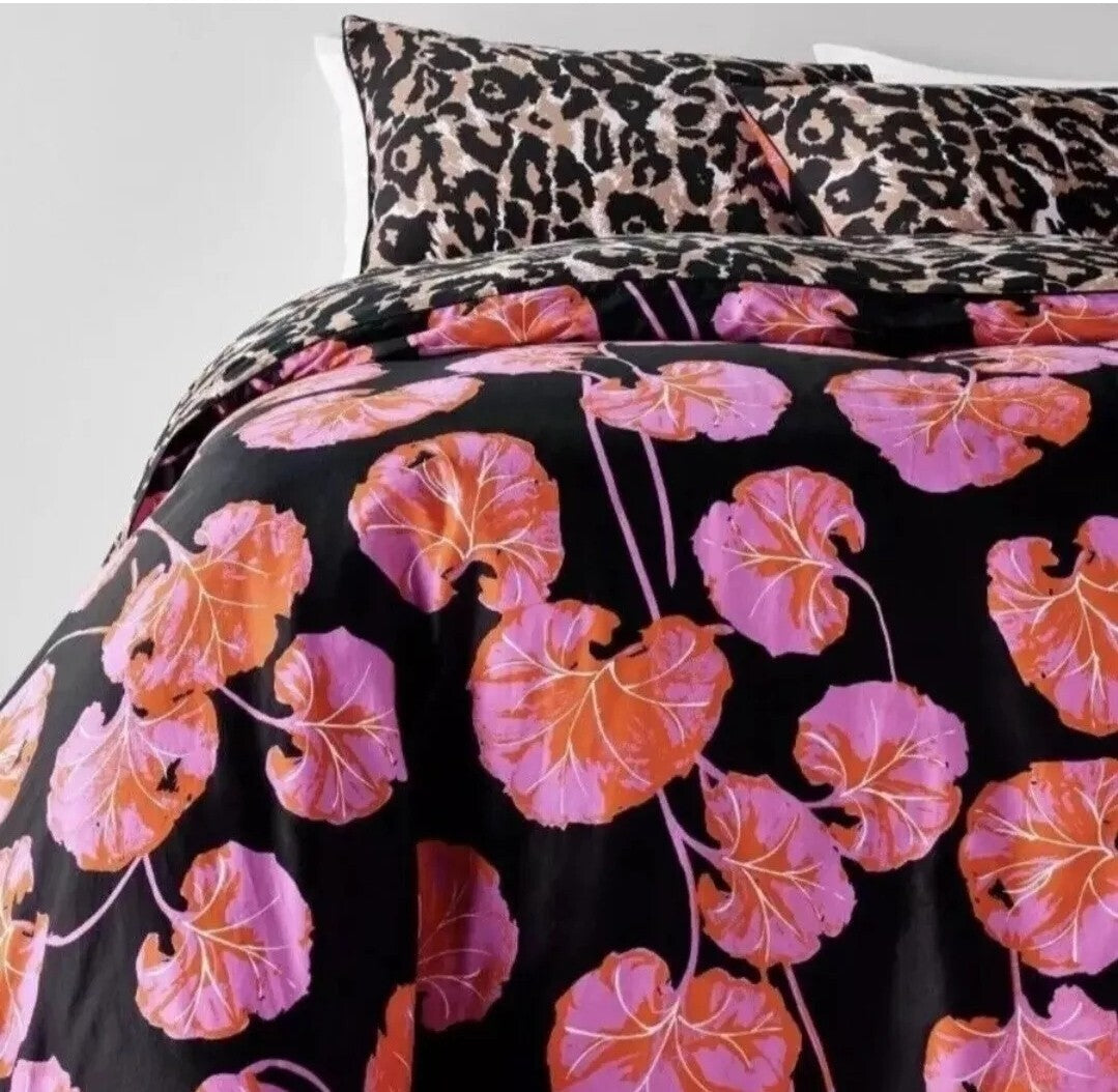 Diane Von Furstenberg DVF Duvet Cover 3 Piece Leopard/Geranium Leaf Full/Queen0