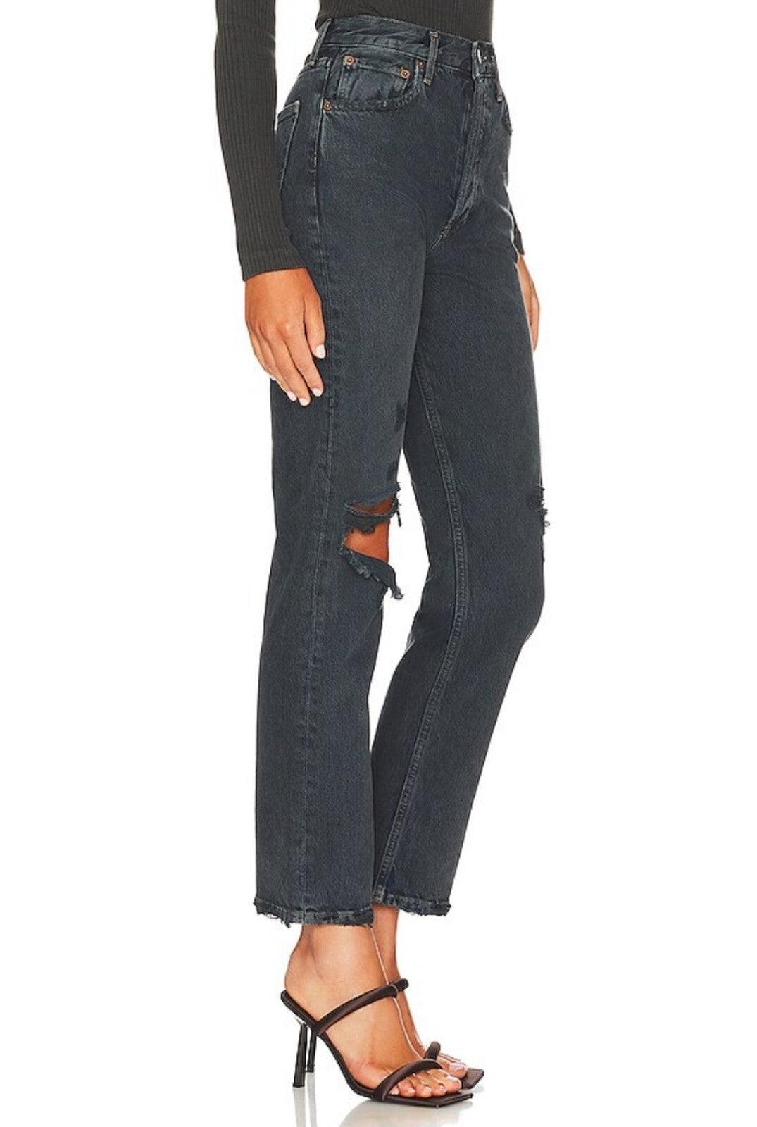 AGOLDE 90's Pinch Waist High Rise Straight Leg Jeans Black Women's Size 27  Sz41