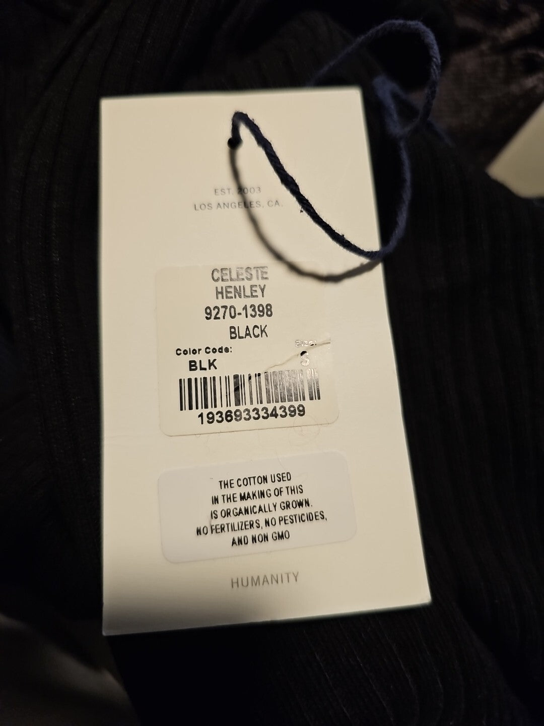 $158 Citizens of Humanity Women's Black Celeste Back Cutout Henley Top Size Sm3