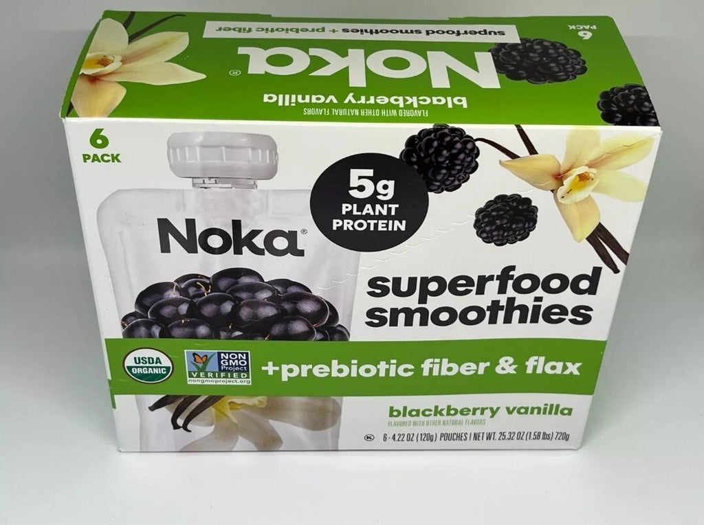 Noka Blackberry Vanilla Superfood Smoothie Pouches, Vegan, 4.22oz, 6 Pk.2