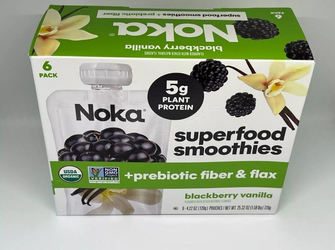 Noka Blackberry Vanilla Superfood Smoothie Pouches, Vegan, 4.22oz, 6 Pk.2