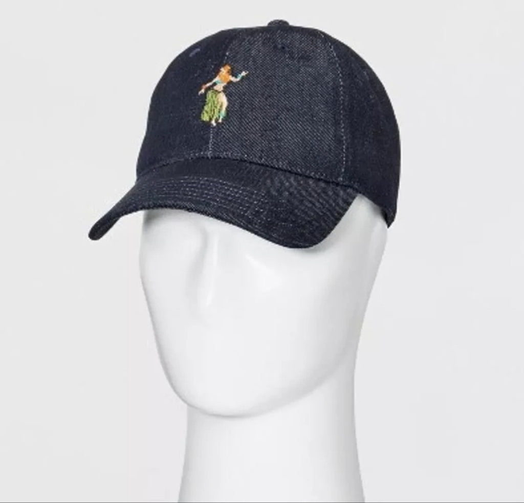 Hula Denim Goodfellow & Co. Baseball Cap Unisex Blue OS Adjustable Embroidered0
