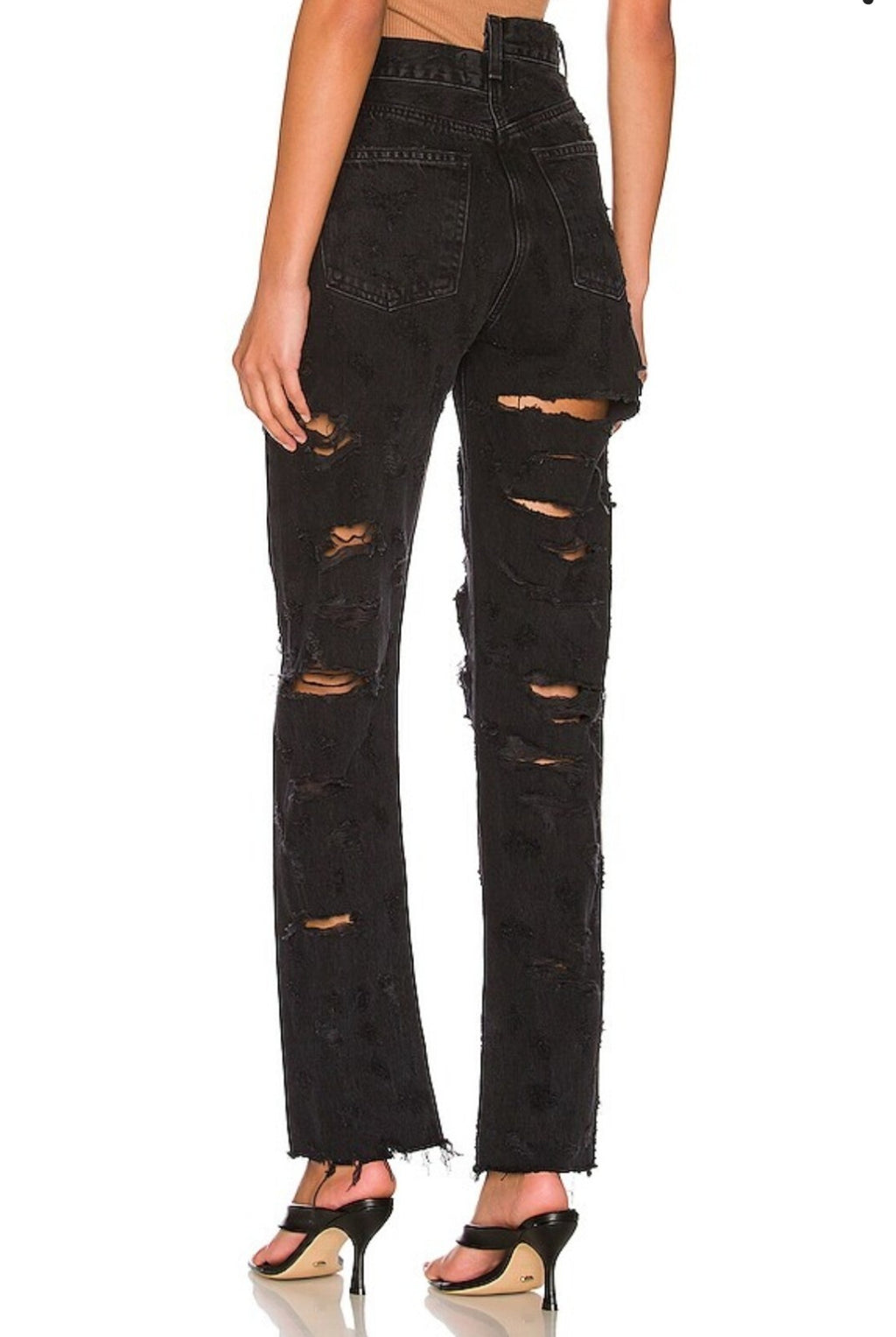 Agolde Black Criss Cross Straight Leg High Rise Ankle Jeans Size 27 A9037B-11572