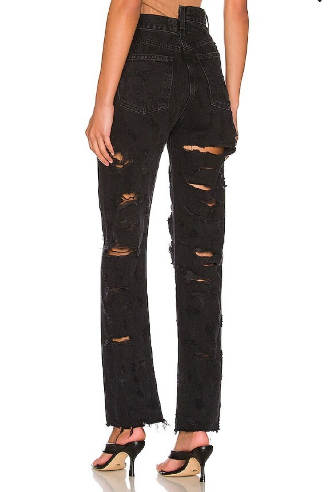 Agolde Black Criss Cross Straight Leg High Rise Ankle Jeans Size 27 A9037B-11572