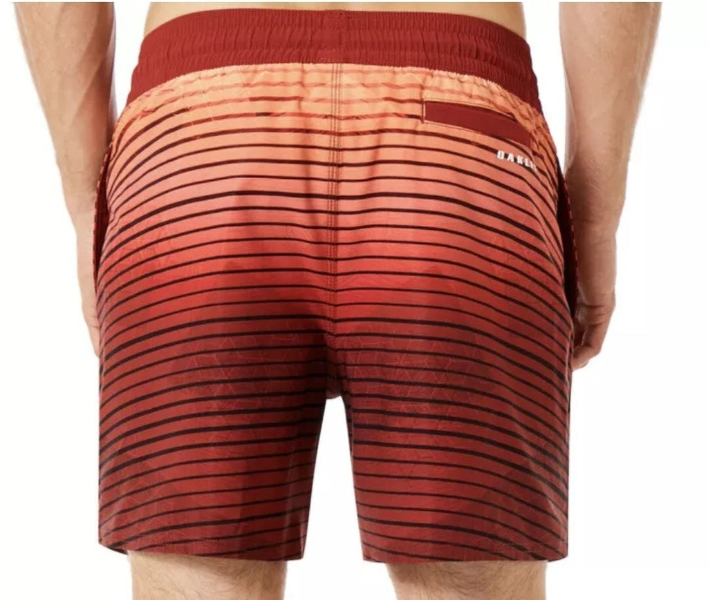 NWT Oakley Beach Stripped 16 Inch Boardshort Sz XL Iron Red1