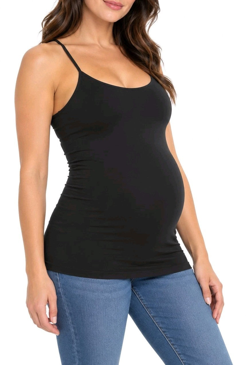 2 Isabel Maternity by Ingrid & Isabel Belly Support Seamless Cami Blk Lg  XL Lot0