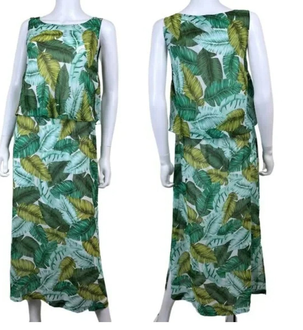 J. Jill Dress Womens XSP Wearever JJILL Tropical Hawaiian Palm Trees Beach XS1