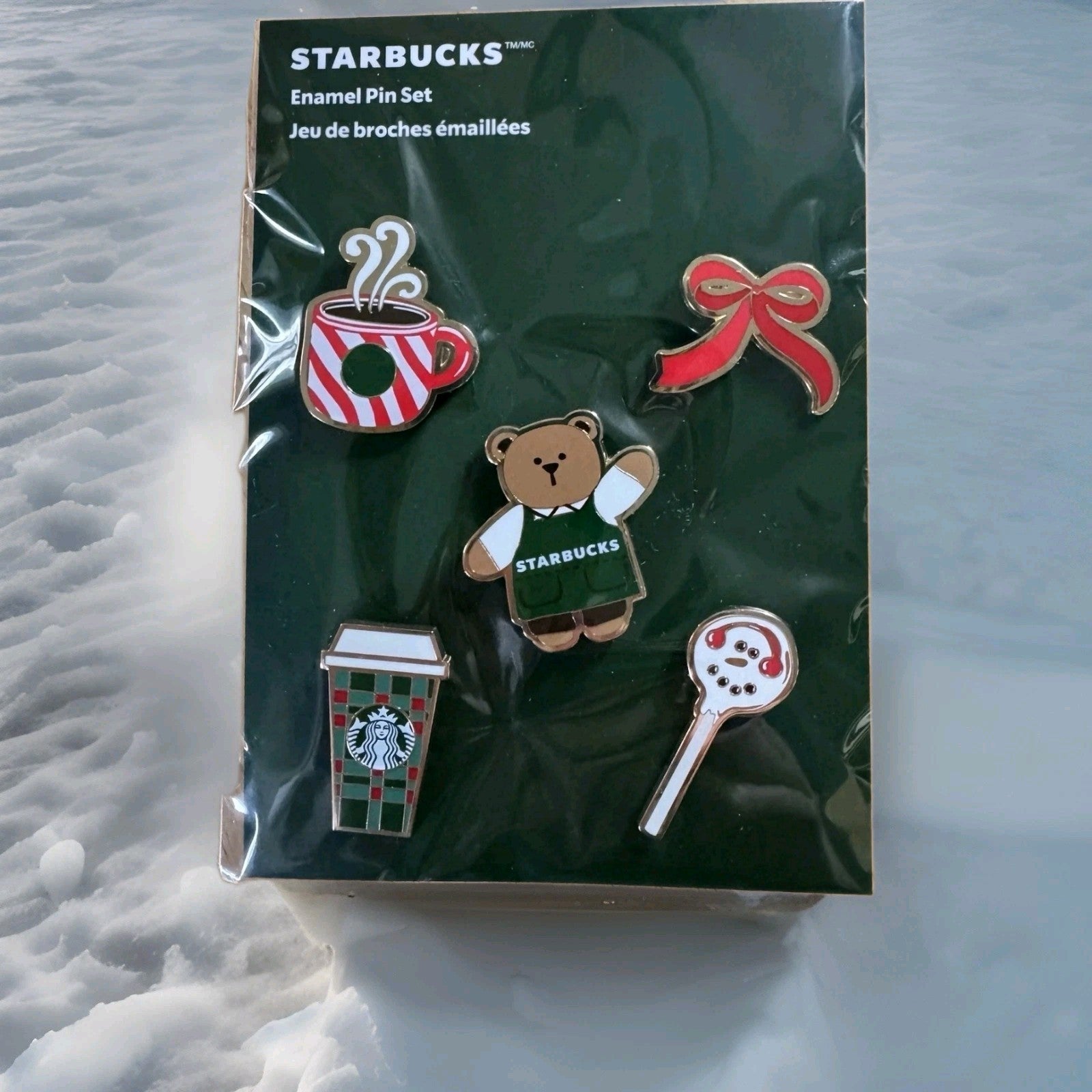 Starbucks 2025 Holiday Enamel Pin Set Bearista Limited Edition Cake Pop Cup New1