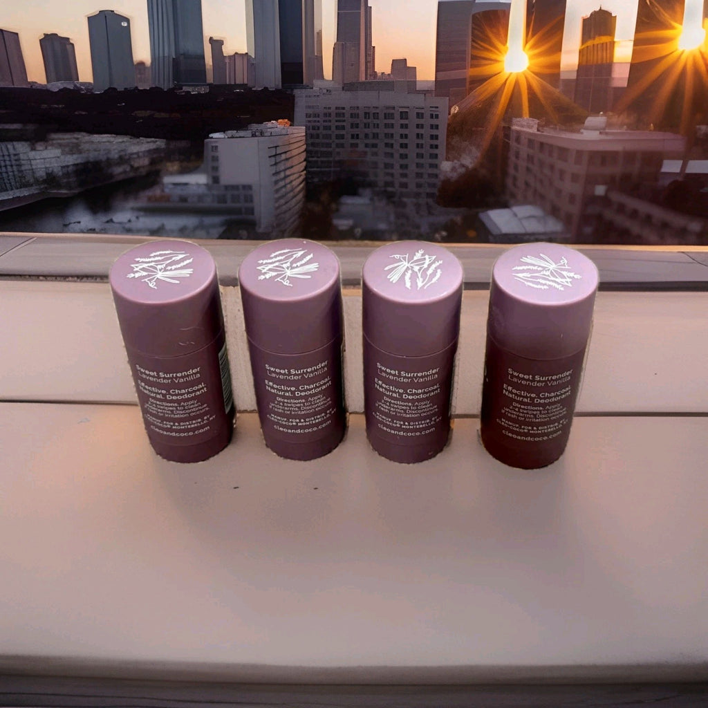 Cleo+Coco Charcoal Deodorant Travel Size Lot of 4 Aluminum Free Vegan Natural TS2