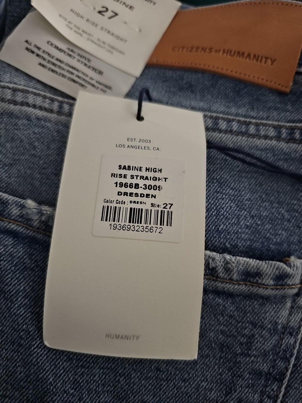 NWT CITIZENS OF HUMANITY Sabine High Rise Straight Leg Jeans Denim sz 27 GOOP3