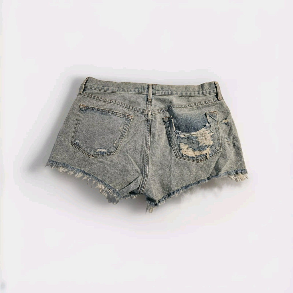 Agolde Jean Shorts Womens Size 32 Blue Parker Distressed Denim Cut Off SAMPLE1