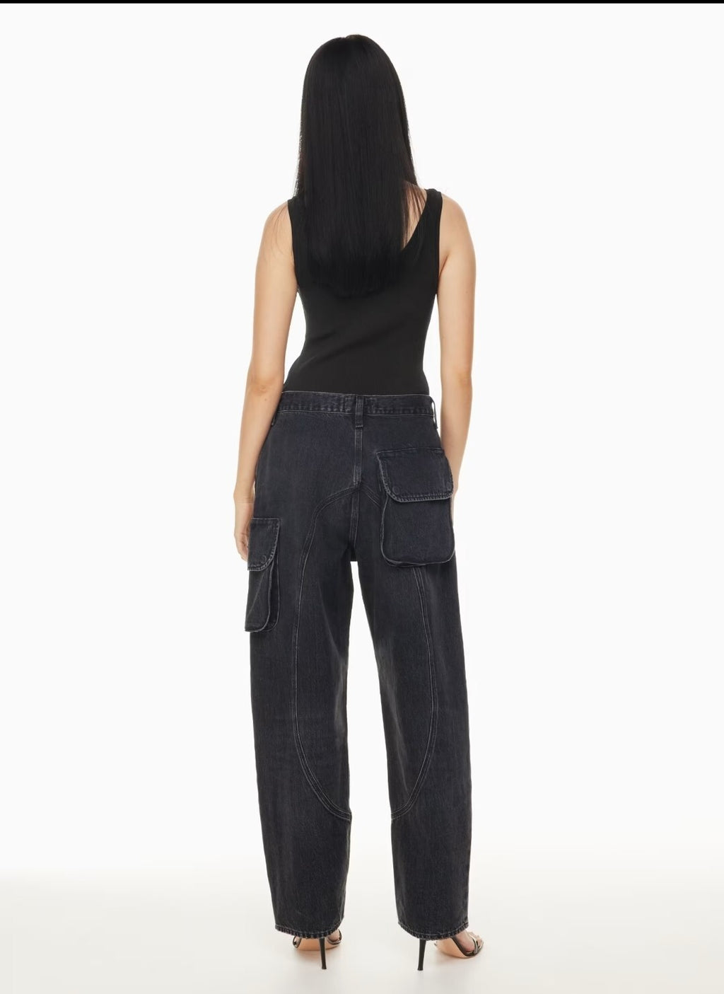 NWOT Agolde Cass Baggy Cargo Jeans Size 33 Barrel Jeans in Black Sz 125