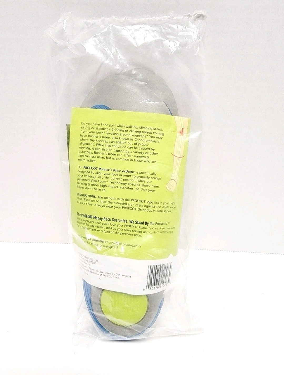 Profoot Runner’s Knee Orthotic Insole/Shoe Insole/New/Medium/Mens Size 8-133
