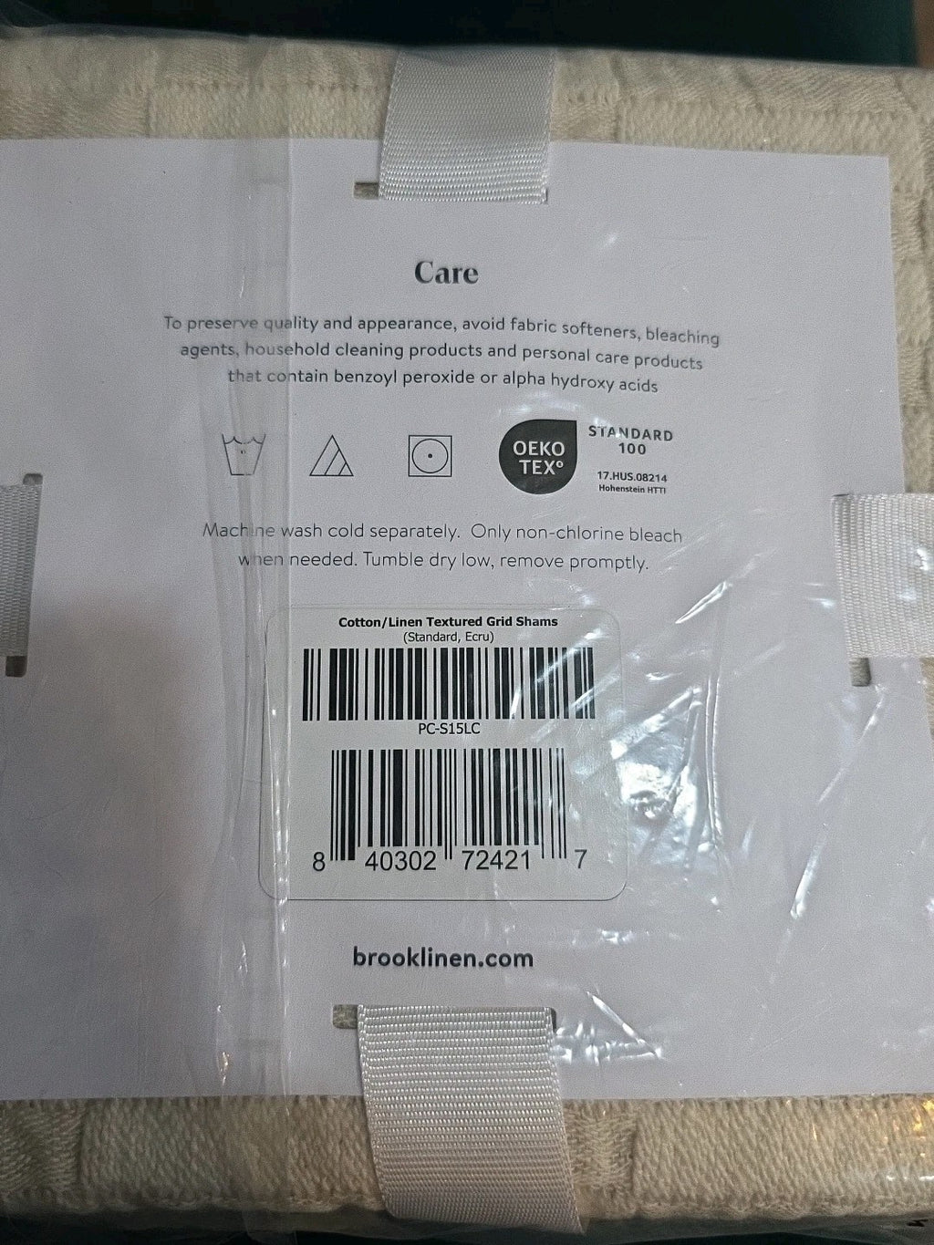 NWT Brooklinen Cotton/ Linen Textured Grid Cream Standard Pillow Shams Set Of 22