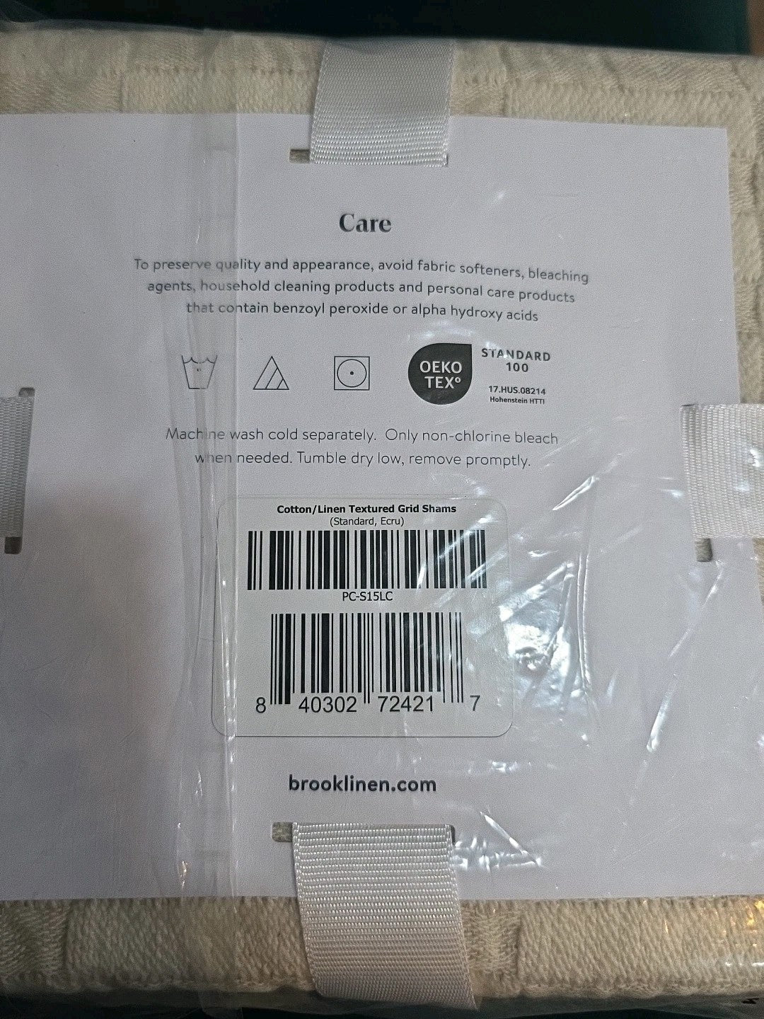 NWT Brooklinen Cotton/ Linen Textured Grid Cream Standard Pillow Shams Set Of 22